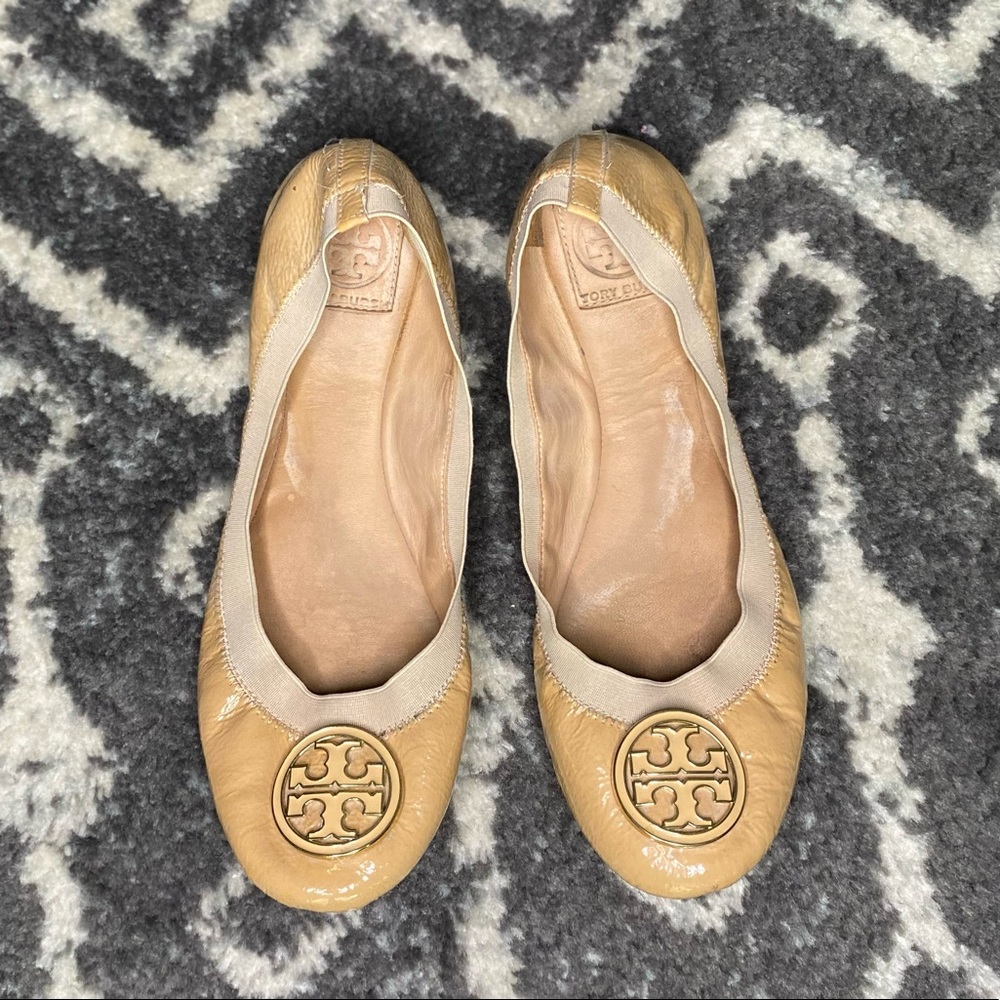 Tory Burch Caroline Patent Leather Scrunch Ballet Flats